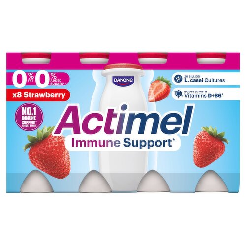 Danone Actimel 0% Strawberry Yogurt Drink 8 Pack (100 g)