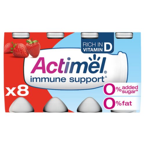 Danone Actimel 0% Strawberry Yogurt Drink 8 Pack (100 g)