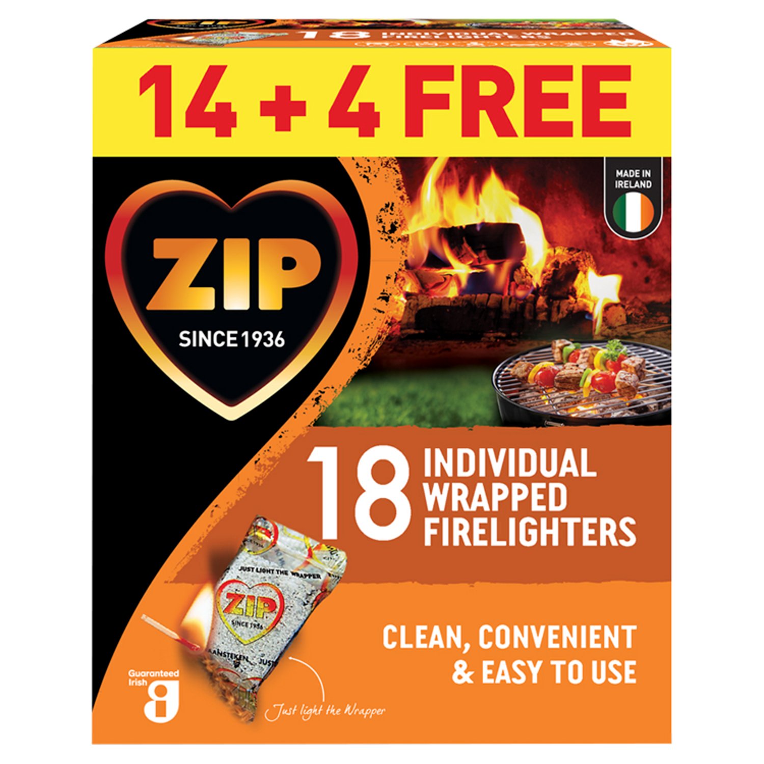 Zip Individually Wrapped Firelighters 14 Plus 4 Free (18 Pack)