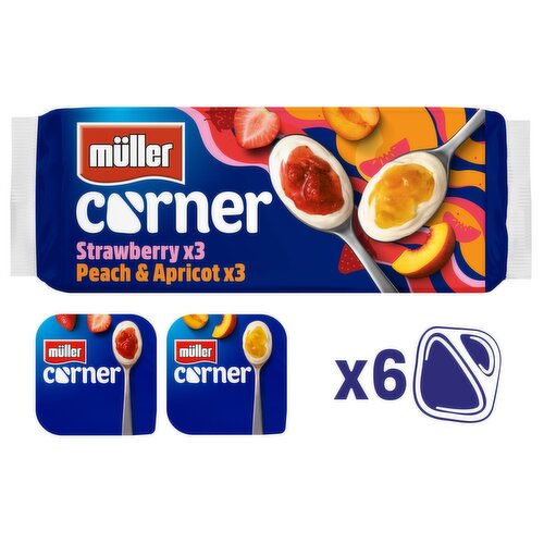 Muller Corner Strawberry and Peach & Apricot Yogurts 6 Pack (816 g)
