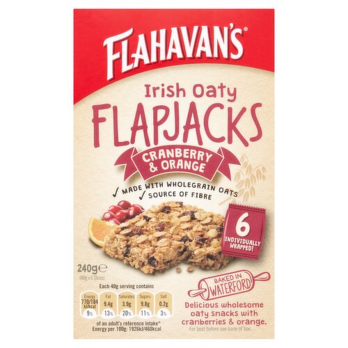 Flahavan's Irish Oaty Flapjacks Cranberry & Orange 6 Pack (40 g)