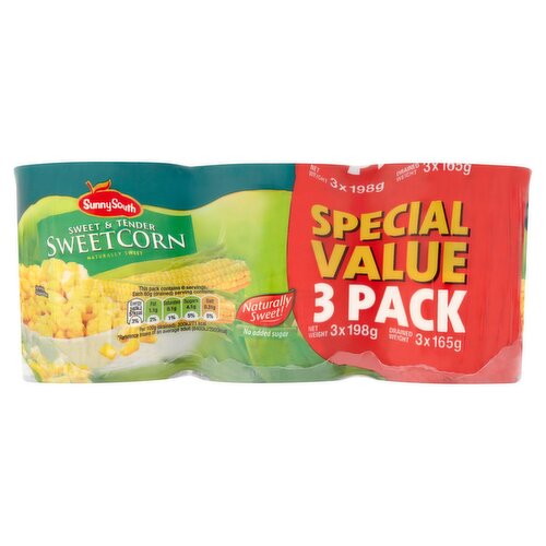 Sunny South Sweetcorn 3 Pack (198 g)