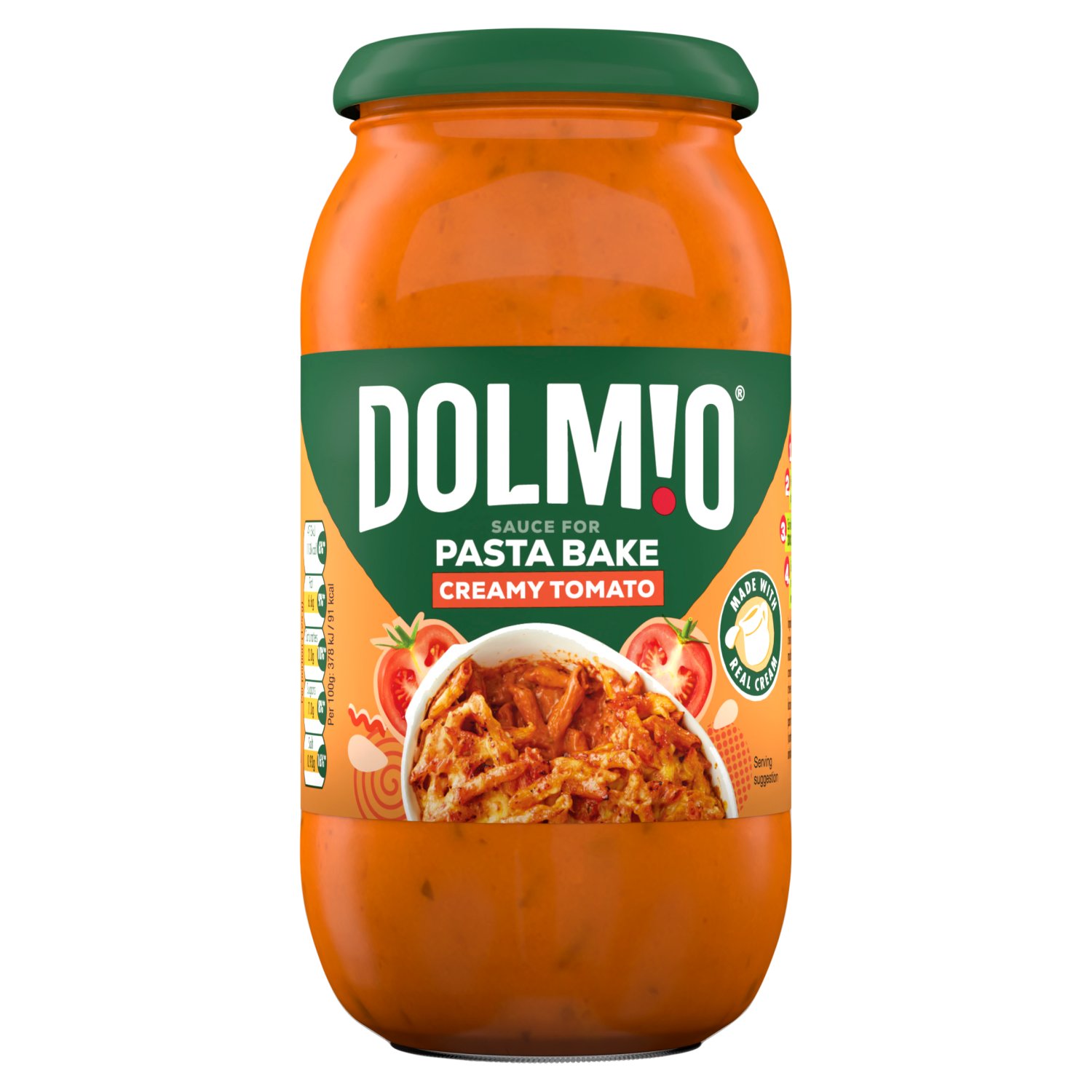 Dolmio Creamy Tomato Pasta Bake Sauce is made with ingredients that are packed with flavour and expertly blended, and contains no artificial colours or flavours. This Creamy Tomato pasta sauce helps you create a great tasting golden pasta bake so you can sit back and relax in anticipation of a deliciously creamy and cheesy oven bake pasta dish everyone will love. Pretend it’s your secret family recipe, mwahahaha. Enjoy this indulgent meal as part of a balanced weekly diet.