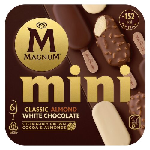 Magnum Mini Classic Almond White Ice Cream 6 Pack (55 ml)