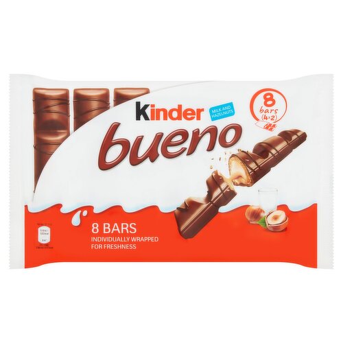 Kinder Bueno Milk and Hazelnuts Bars 4 Pack  (172 g)