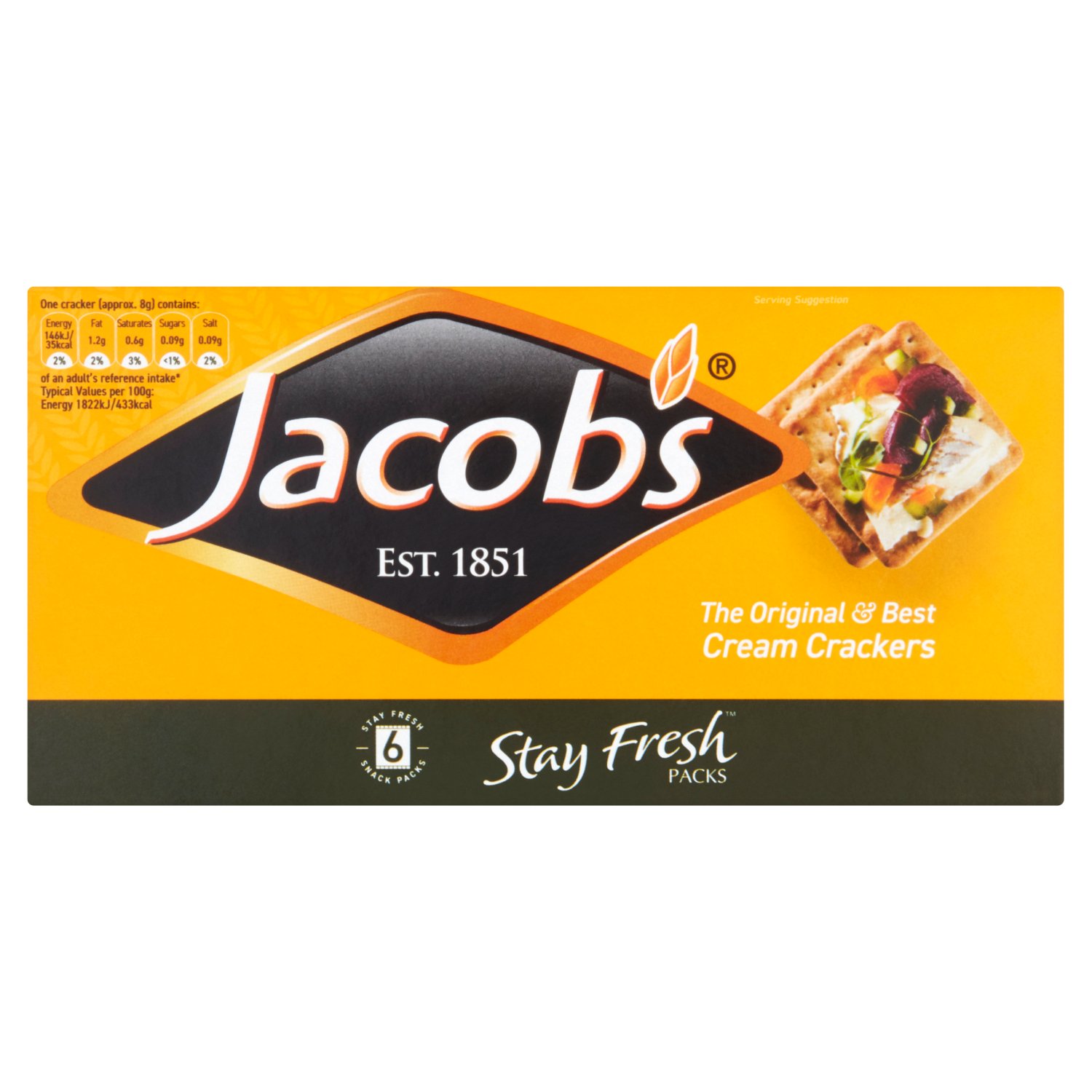 Jacob's Stay Fresh Original Cream Crackers 6 Pack (180 g)