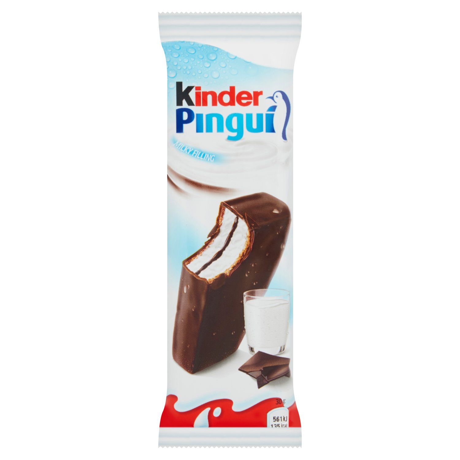 Kinder Pingui is a chilled and refreshing snack with a crispy layer of dark chocolate that gives way to a creamy milky filling and a cocoa cream centre. It's ideal as a treat or dessert for the whole family! 
