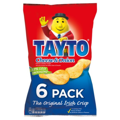 Tayto Cheese & Onion Crisps 6 Pack (25 g)