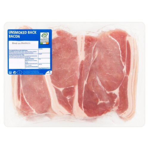 Unsmoked Back Bacon Rind on Rashers (1 kg)