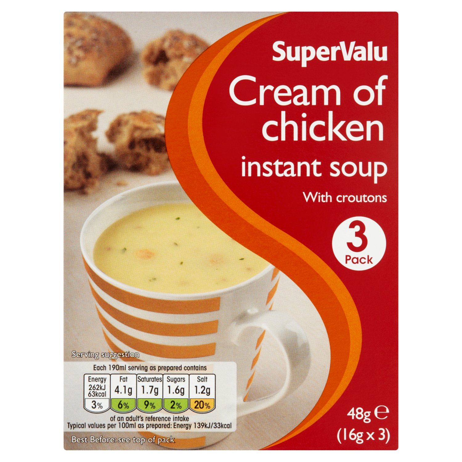 SuperValu Cream Of Chicken Instant Soup 3 Pack (48 g)