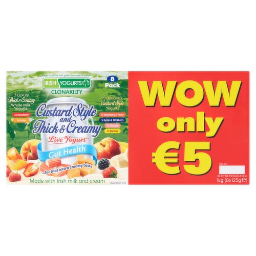 Irish Yogurts Custard Style Thick & Creamy Yogurts 8 Pack (125 g)