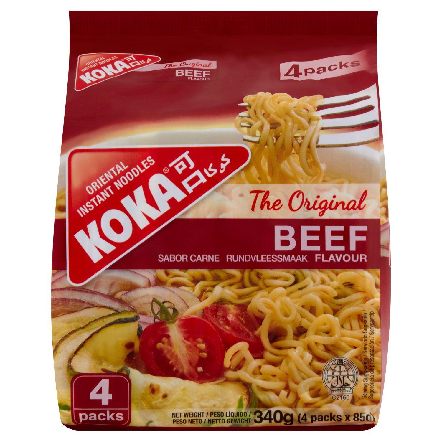 KOKA Original Beef Noodles 4 Pack (340 g)