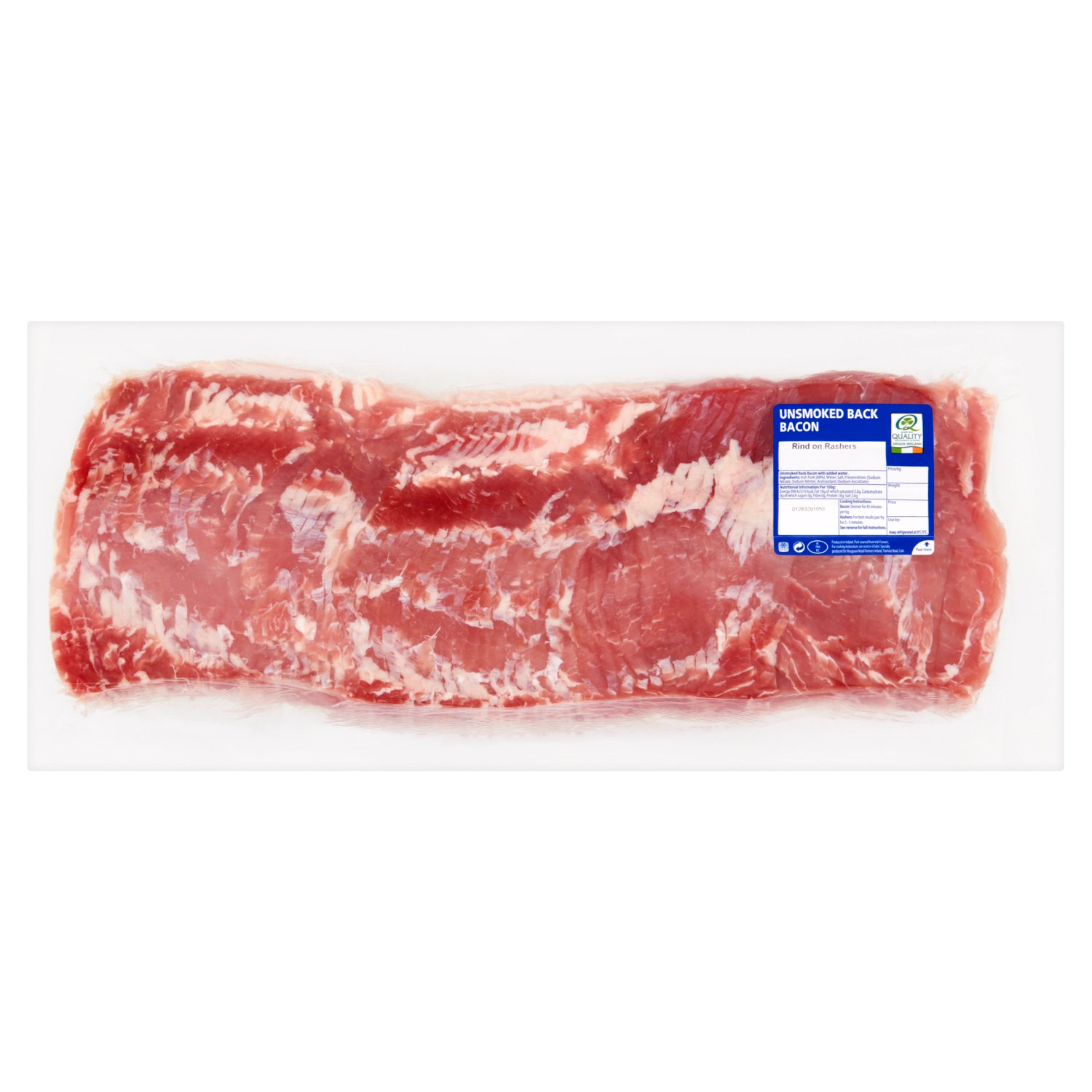 Unsmoked Back Bacon Rind on Rashers (1 kg)