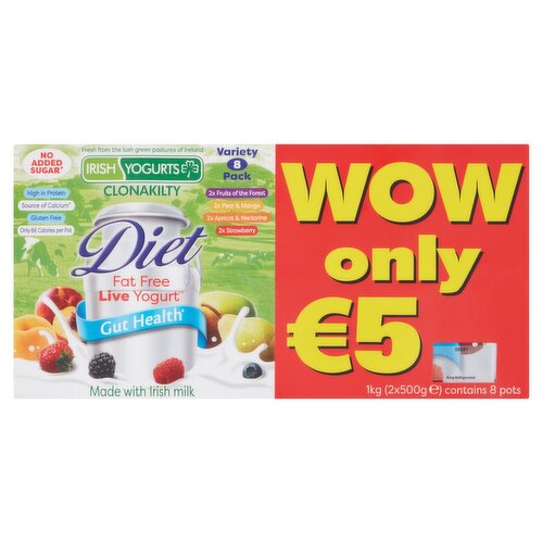 Irish Yogurts Diet Fat Free Yogurt Variety 8 Pack (125 g)