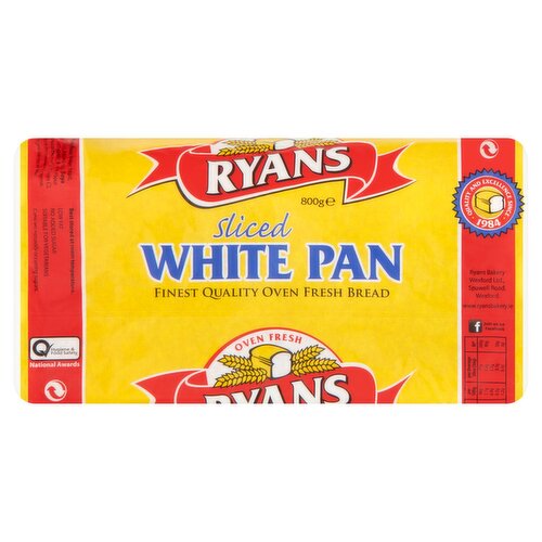 Ryans Sliced Pan White (800 g)