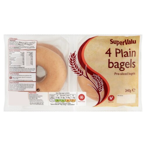 SuperValu Plain Bagels 4 Pack (340 g)