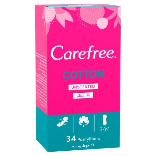 Carefree Cotton Unscented Panty Liners (34 Piece)