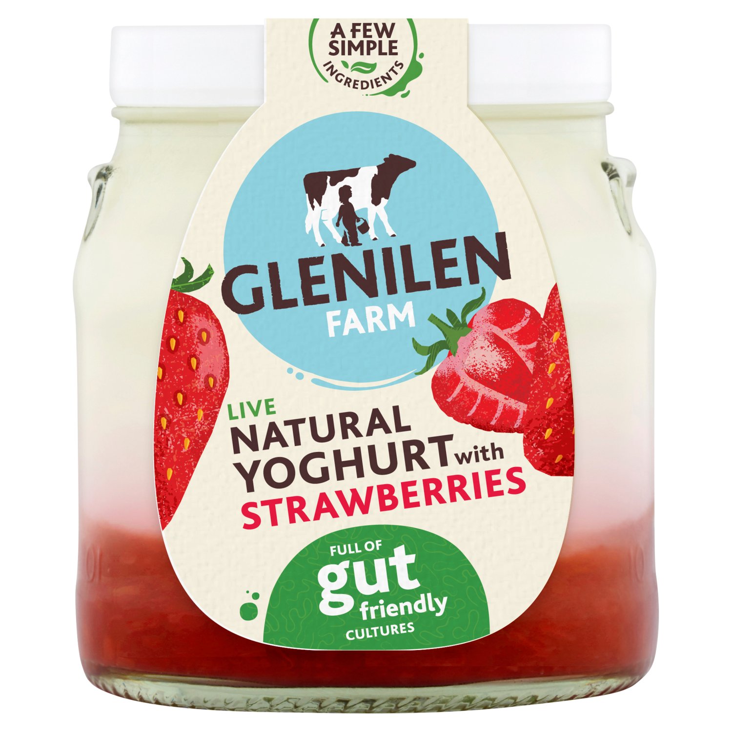 Glenilen Farm Natural Live Yoghurt with Strawberries (140 g)