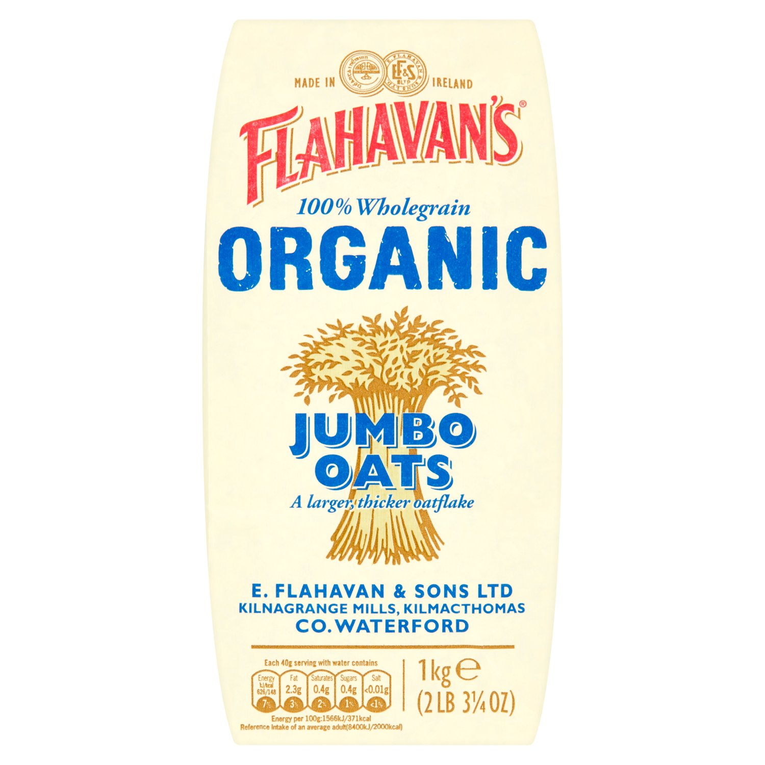Flahavan's Organic Jumbo Oats (1 kg)