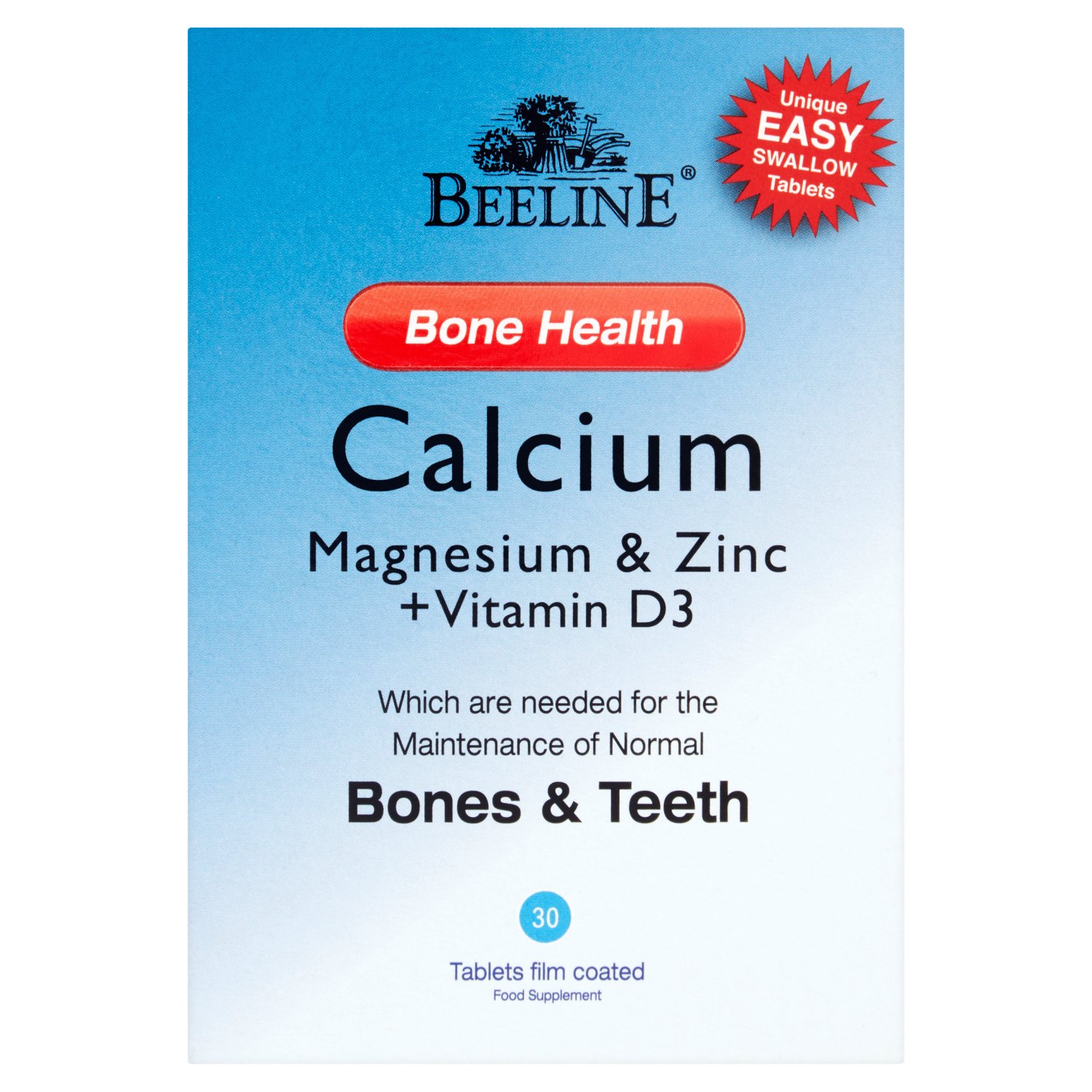 The formula provides
More Magnesium than 4 pints of milk More Calcium than a whole pint of milk Vitamin D3 and 7 supporting nutrients for bones and joint health.

Beeline's unique Bone Health Formula provides the correct amount of the key nutrients to keep your bones strong and healthy, 100% NRV of Calcium, Magnesium, Zinc & Vitamin D3 together with 6 supporting organic marine minerals. Natural sourced concentrated mineral Calcium is used in this formula together with natural Organic Marine Minerals (Seacal). Seacal provides a unique source of minerals in a format readily available to the body (bioavailable).

Calcium, Magnesium & Vitamin D are all needed for the maintenance of normal bones and teeth.
Magnesium: contributes to a reduction of tiredness and fatigue and also contributes to normal muscle function.
Zinc: is needed for the maintenance of normal hair, nails & skin.
Vitamin D: is needed for the normal absorption/utilisation of Calcium. 