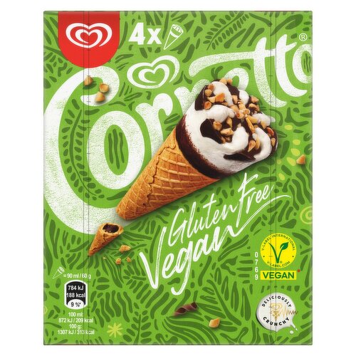 Cornetto Vegan Ice Cream Cones 4 Pack (90 ml)