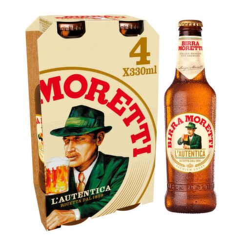Birra Moretti Premium Lager Bottles 4 Pack (330 ml)