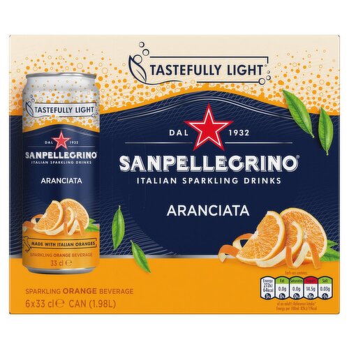San Pellegrino Orange Sparkling Can 6 Pack (330 ml)
