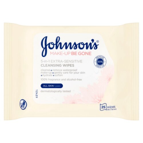 Johnson's Make-Up Be Gone Extra-Sensitive Cleansing Wipes (25 Piece)
