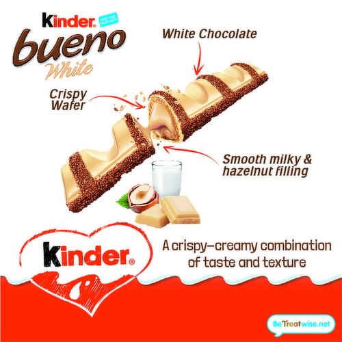 Bueno Bars with White Chocolate and Hazelnut Cream, 39 g