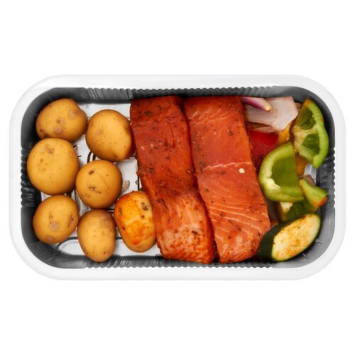 Prepared By Our Fishmonger Salmon With Mediterranean Vegetable & Potatoes (1 Piece)