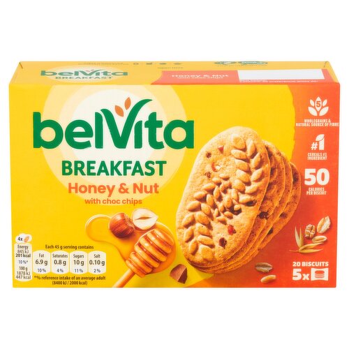 Belvita Breakfast Biscuits Honey and Nut With Chocolate Chips 5 Pack (225 g)
