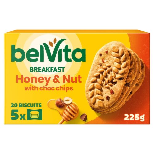 Belvita Breakfast Biscuits Honey and Nut With Chocolate Chips 5 Pack (225 g)