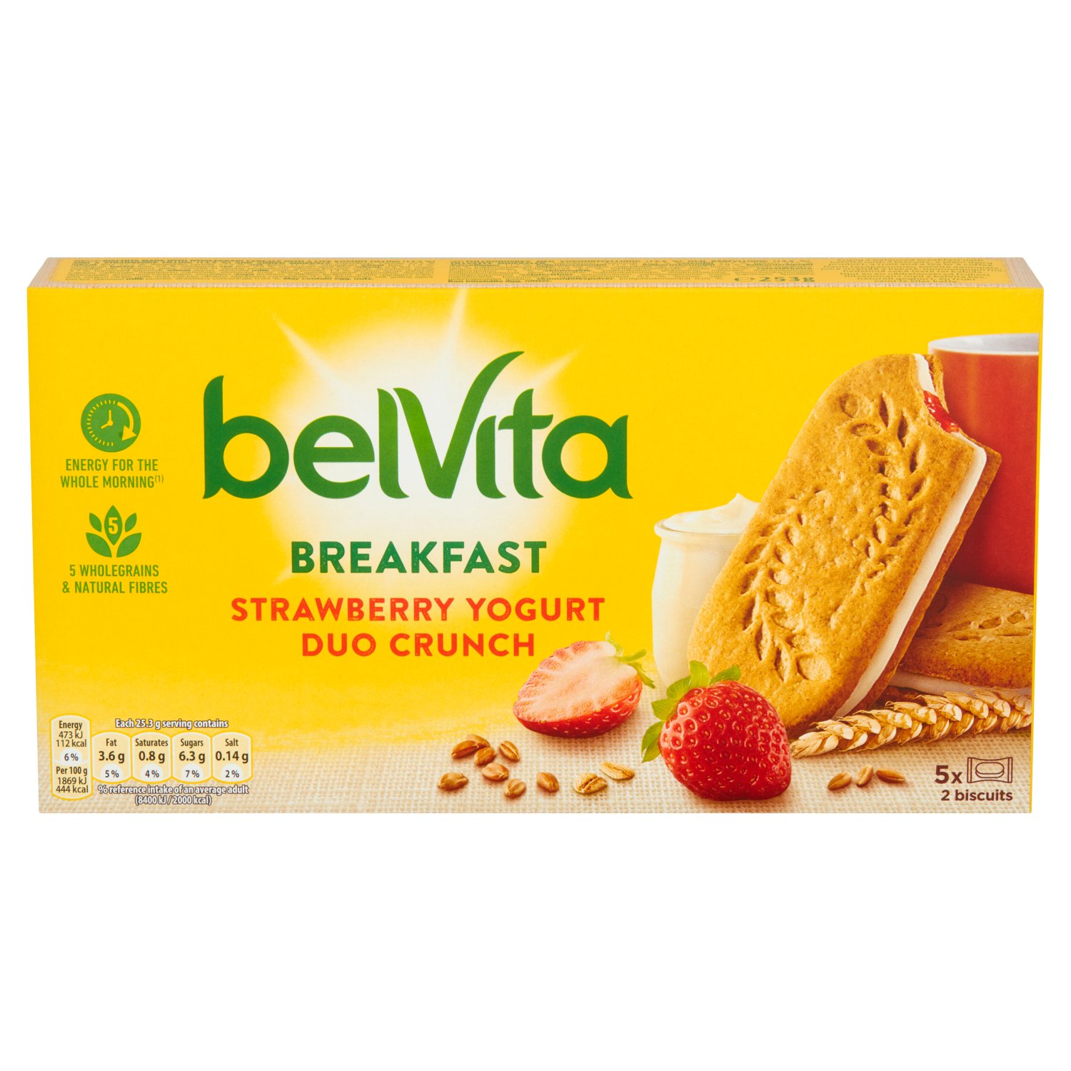 Belvita Breakfast Biscuits Strawberry Yogurt Duo Crunch 5 Pack (253 g)