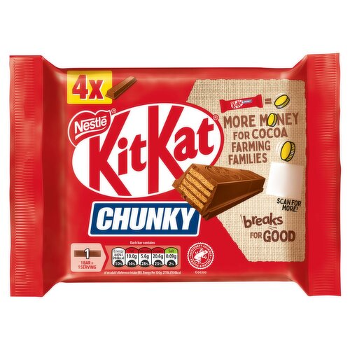 Nestle KitKat Chunky Milk Chocolate Biscuit Bars 4 Pack (40 g)