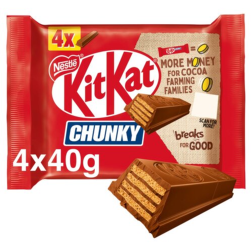 Nestle KitKat Chunky Milk Chocolate Biscuit Bars 4 Pack (40 g)