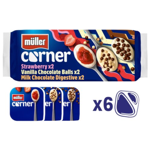 Muller Corner Strawberry, Vanilla Choc Balls and Milk Chocolate Digestive 6 Pack (816 g)