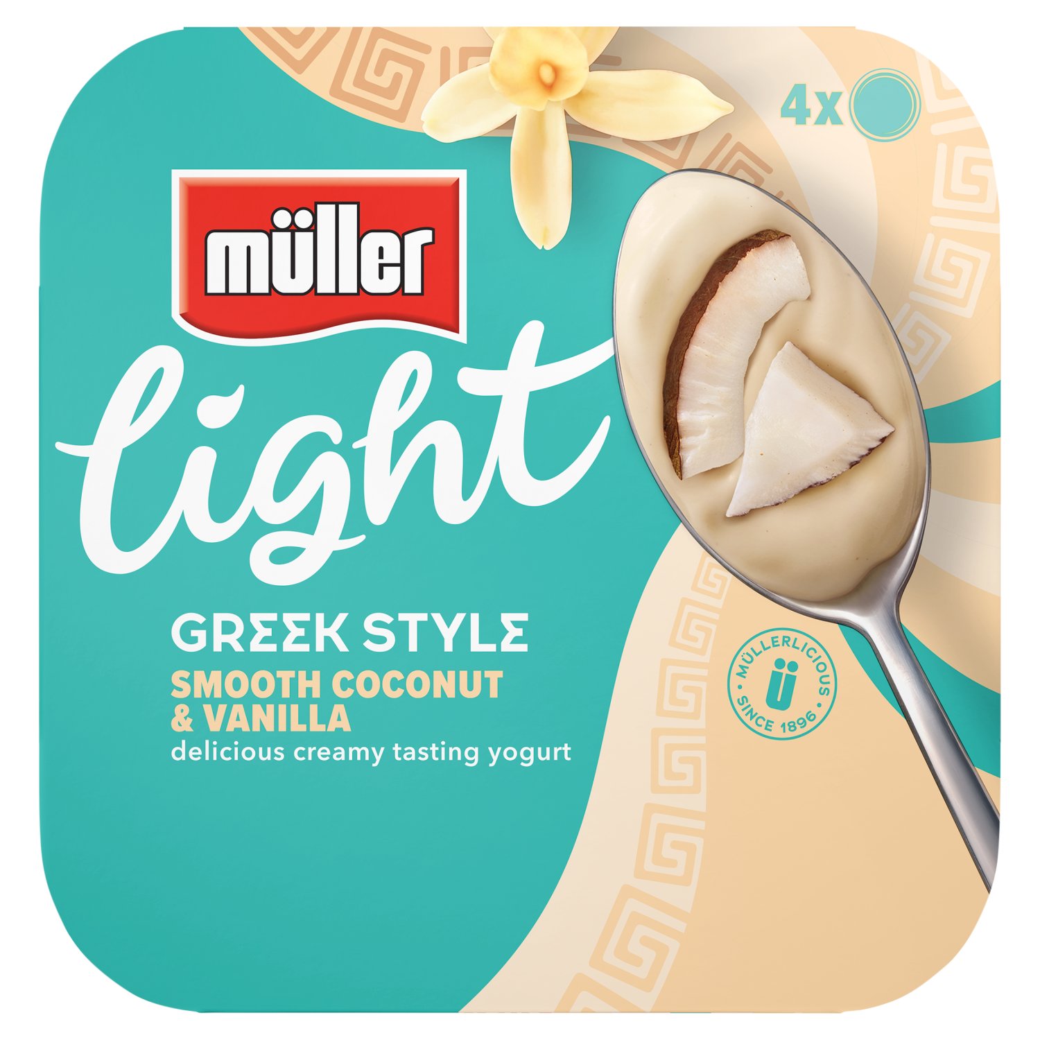 Muller Light Greek Style Coconut & Vanilla Yogurt 4 Pack (115 g)