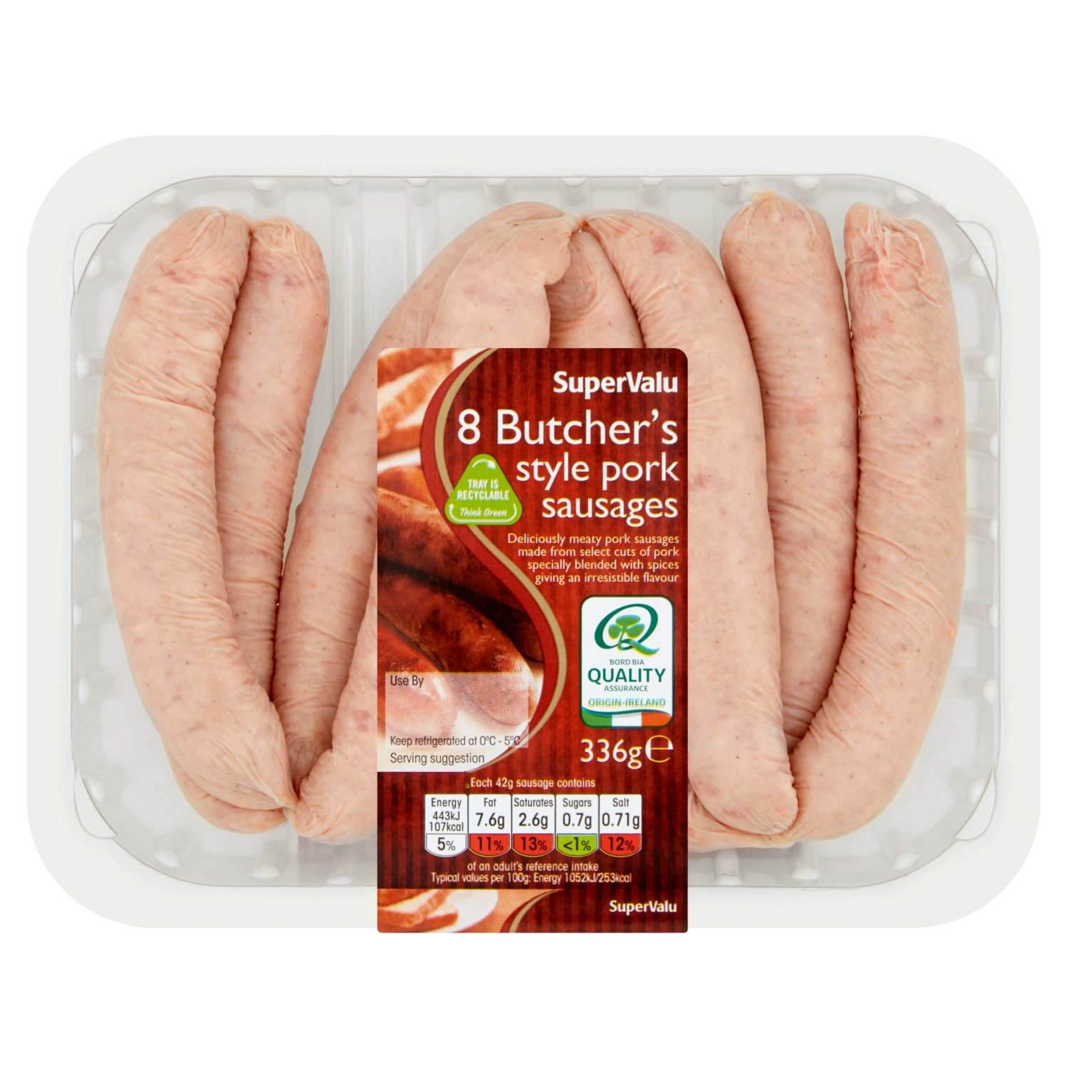SuperValu Butchers Irish Pork Sausages 8 Pack (336 g)