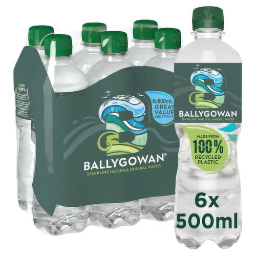 Ballygowan Sparkling Irish Mineral Water Bottle 6 Pack (500 ml)