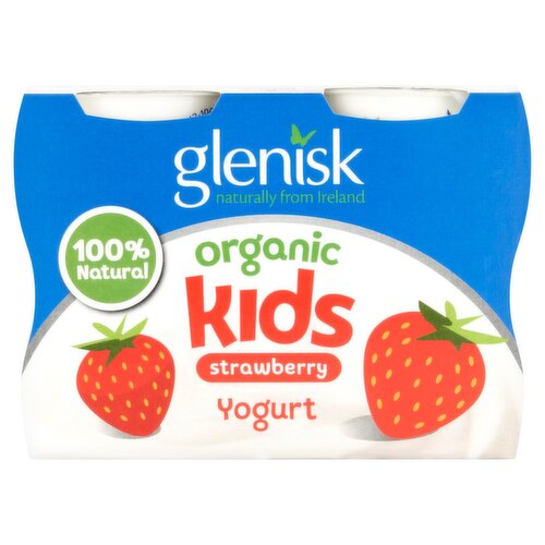 Glenisk Organic Kids Strawberry Yogurt 4 Pack (360 g)