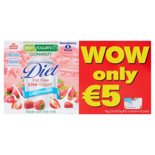 Irish Yogurts Diet Fat Free Strawberry Yogurt 8 Pack (125 g)