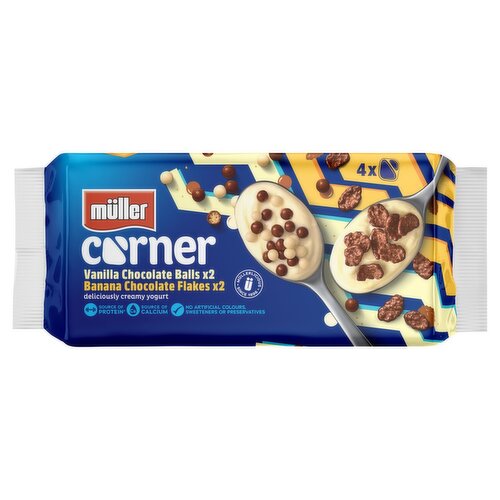 Muller Corner Vanilla Choc Balls / Banana Choc Flakes 4 Pack (124 g)