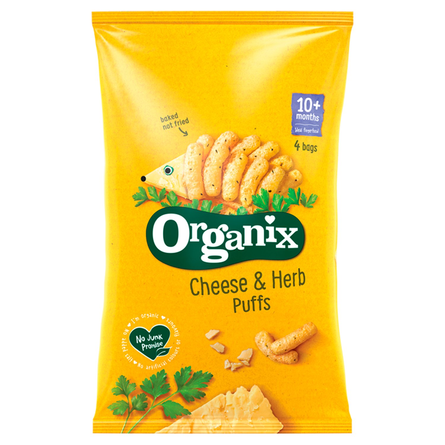 Organix Cheese & Herb Puffs 10+ Months 4 Pack (60 g)
