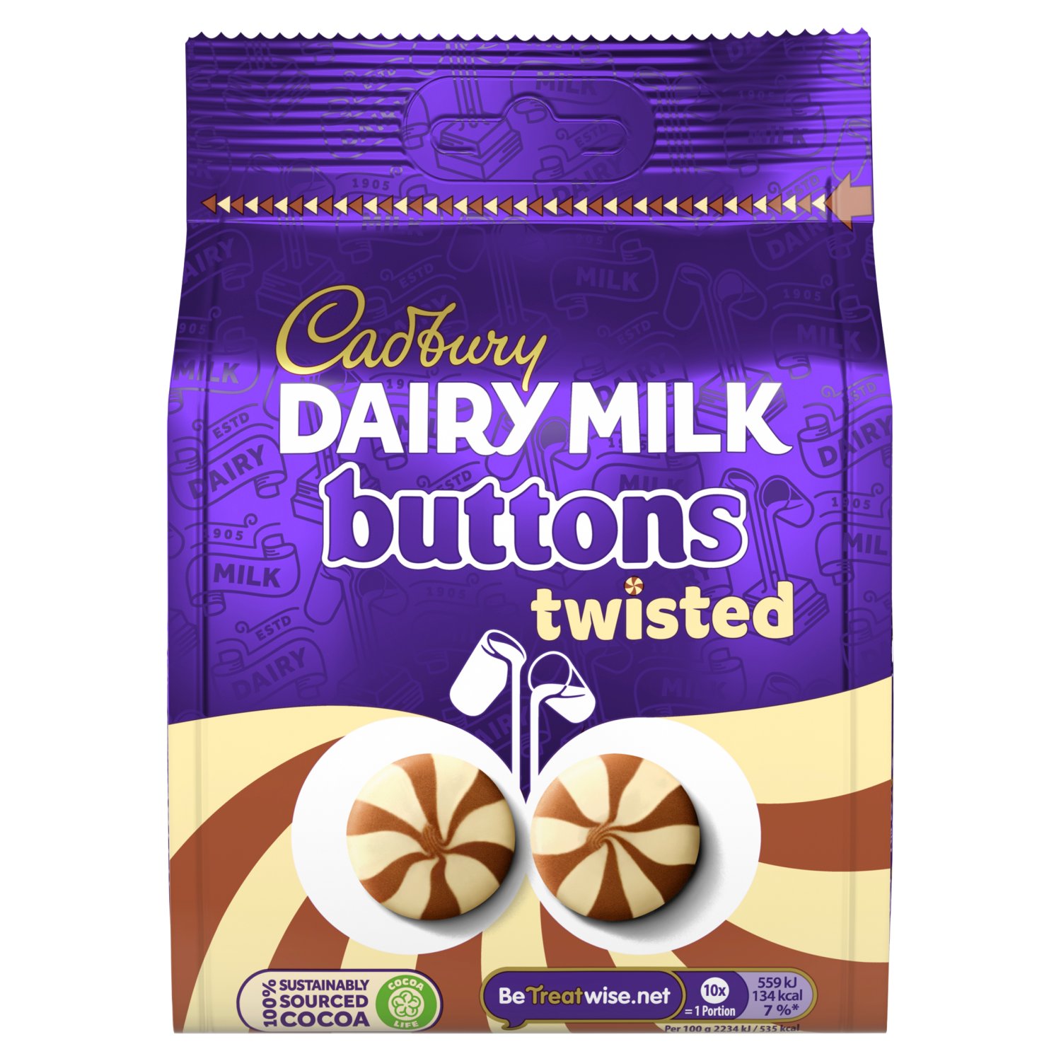 Cadbury Dairy Milk & White Twisted Buttons (105 g)