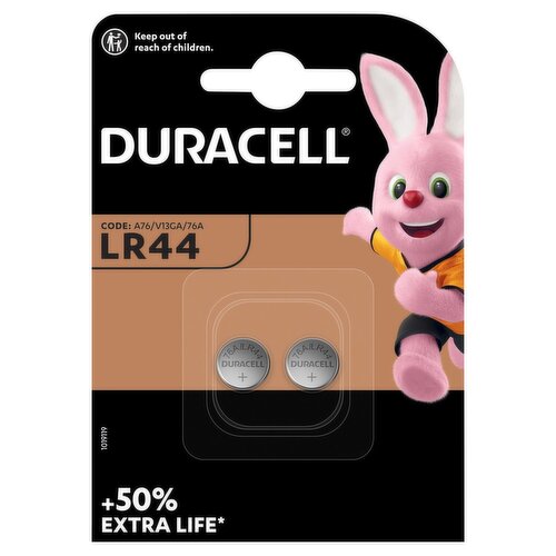 Duracell LR44 Alkaline Button Batteries 2 Pack (50 g)