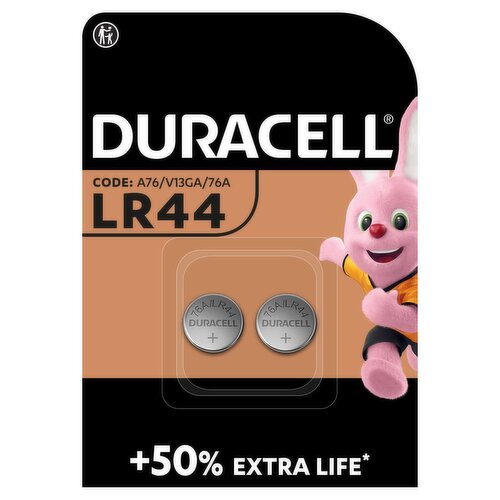 Duracell LR44 Alkaline Button Batteries 2 Pack (50 g)