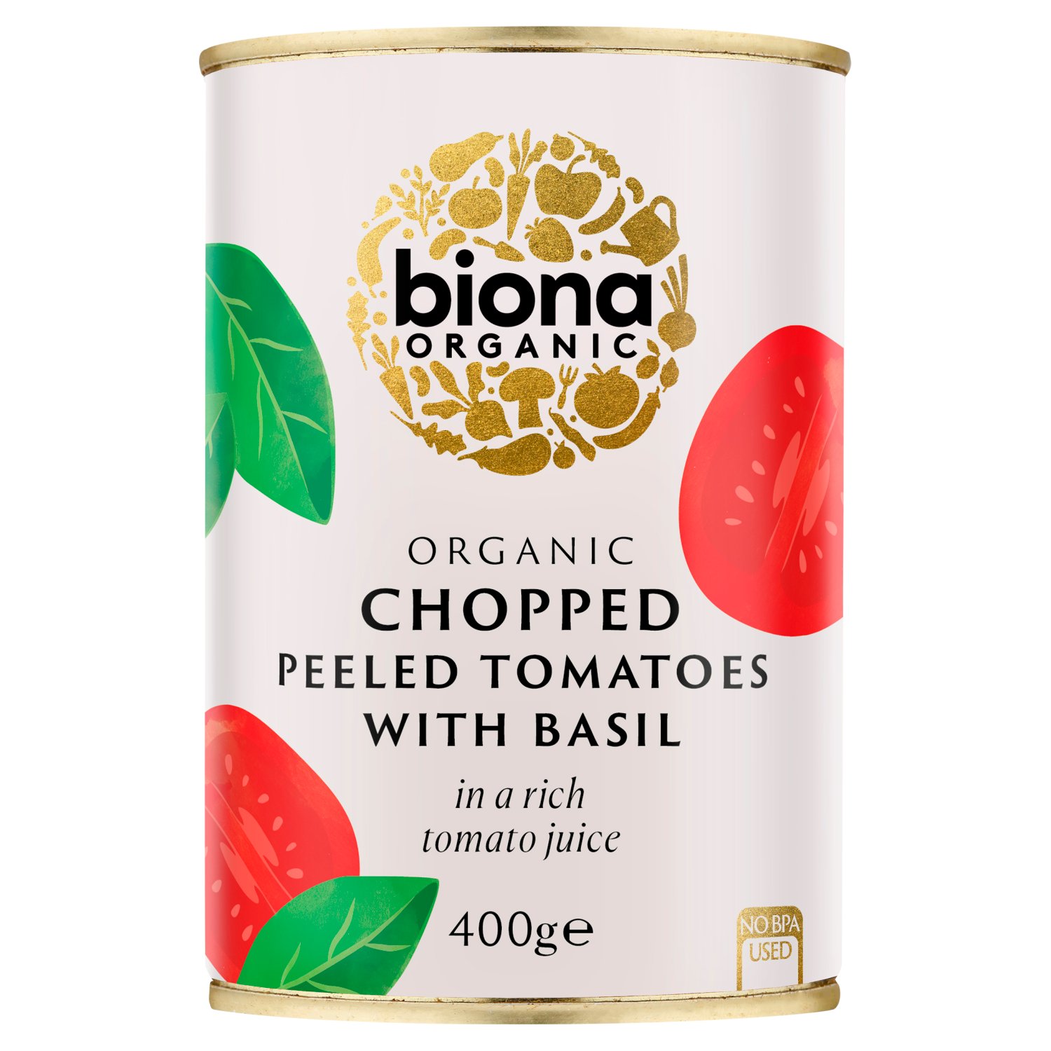 Biona: 25 years of organic food
- Certified Organic & GMO Free
- Suitable for Vegans
- BPA Free
- No Air Miles
- Ethically & Sustainably Sourced
- Made from Sun-Ripened Italian Tomatoes
- Family Business

These organic tomatoes are chosen for their sun-ripened goodness. They are simply chopped, mixed with fresh basil and then marinated in a rich tomato juice. Our tomatoes have no added salt or sugar and are citric acid free too! All our tomatoes are grown on farms selected for their premium organic crops and their sustainable farming methods.

Our tomato range is produced in Italy and comes from a sustainable farm run by farmers who are committed to avoiding harmful chemicals, pesticides and fertilizers and who shun genetic modification. The beautiful, warm Mediterranean sun that shines throughout the summer months ripens the fruits to perfection. The crop is harvested from July to the end of August, when they are at their very best.