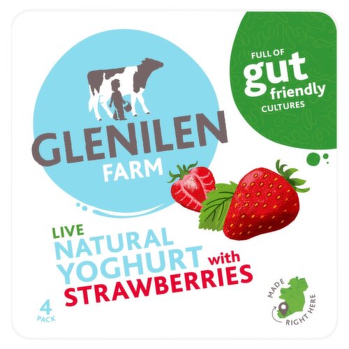 Glenilen Farm Natural Yoghurt with Strawberries 4 Pack (125 g)