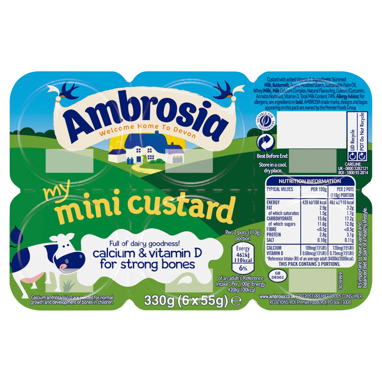 Ambrosia Mini Custard 6 Pack (330 g)