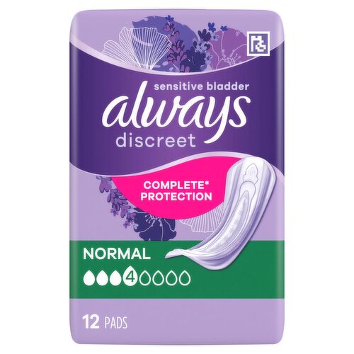 Always Discreet Adult Incontinence Pads for Women, Long Length 6 Extra  Heavy